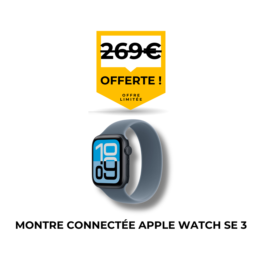 Remplacement de pare-brise avec montre connectée Apple Watch SE 3 offerte par Flash Pare-Brise.