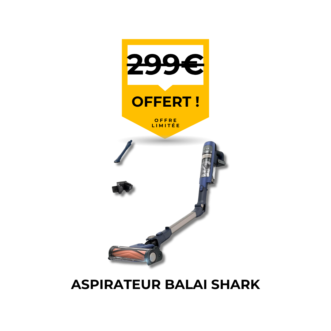 Aspirateur balai sans fil Shark offert pour tout remplacement de pare-brise chez Flash Pare-Brise.