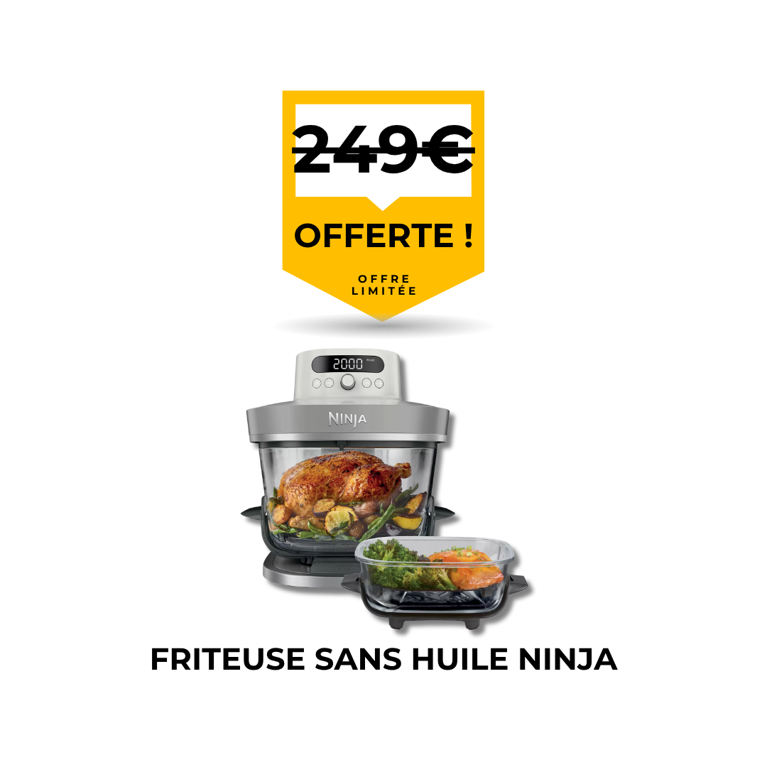 Friteuse sans huile Ninja offerte pour tout remplacement de pare-brise à domicile ou en garage par Flash Pare-Brise.