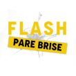 Logo Flash Pare-Brise sur fond transparent, entreprise spécialisée dans le remplacement de pare-brise et la réparation d’impact automobile.