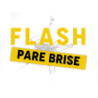 Logo Flash Pare-Brise sur fond transparent, entreprise spécialisée dans le remplacement de pare-brise et la réparation d’impact automobile.